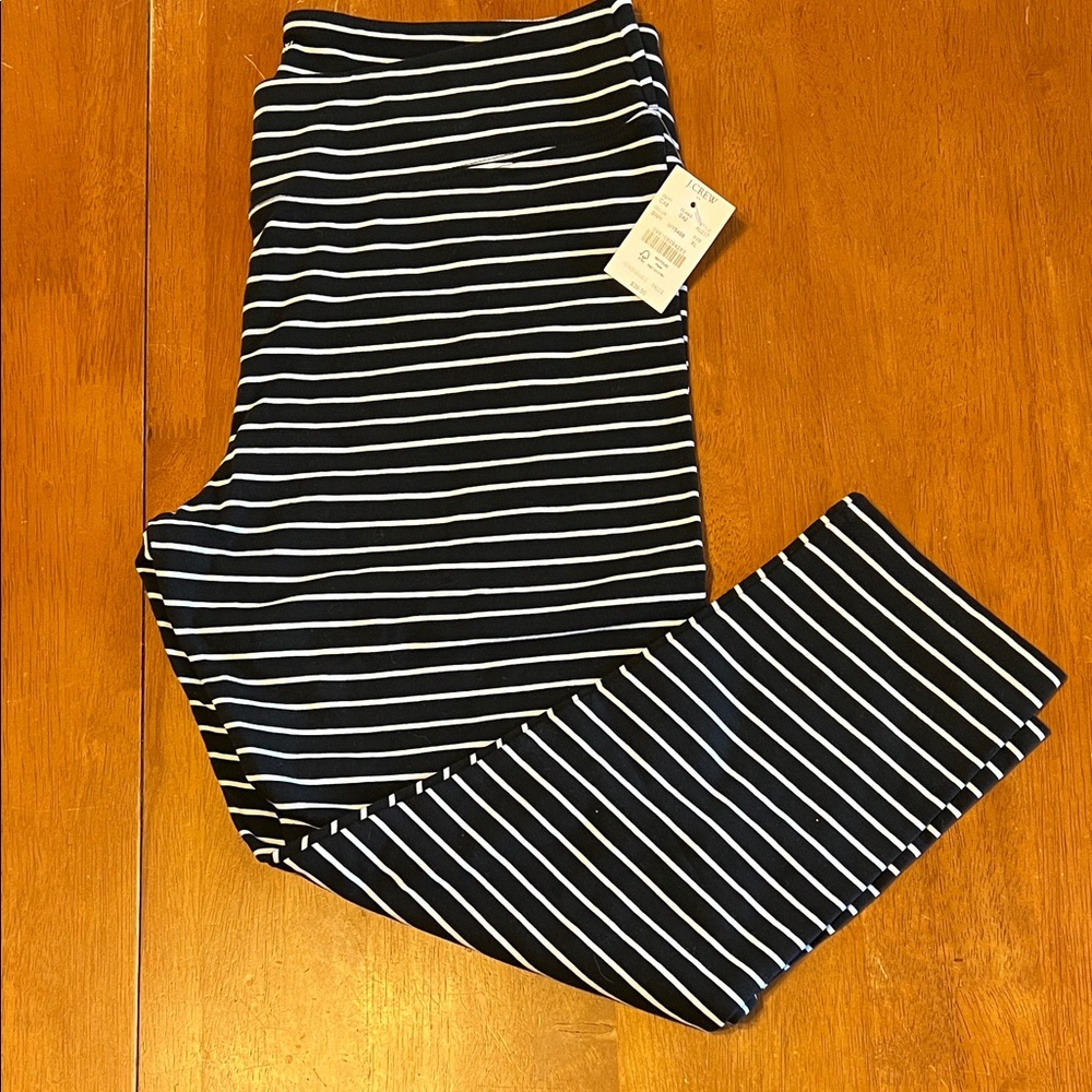 J. Crew Black and White Striped Leggings